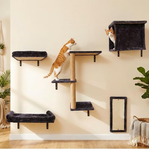 Sistema de Estantes para Gatos 5en1 Negro miniatura 1