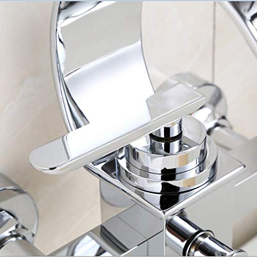 Système de douche mural avec douchette laiton et mitigeur de baignoire chrome - 3