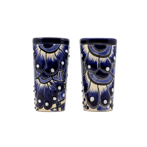 Mexican Shot Glasses, Blue And White Talavera Tequila Shots Hand-Painted In Mexico - Great For Tequila, Mezcal And Sangrita, 2 Oz - Ceramic Tequilero Azul Y Blanco (Set Of 4) #TOP6