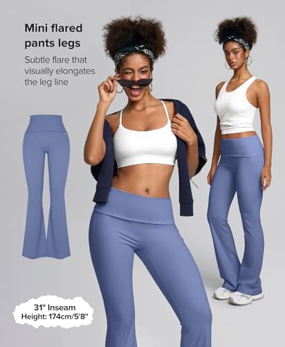 BRXL No Front Seam Fold Over Flare Leggings for Women 31" Blue 3XL - image 5
