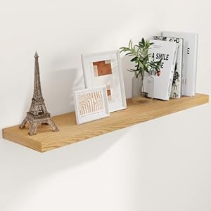 Fun Memories Floating Shelves 48 Inch Long, 9.3 Inch Deep Wall Shelf for Fireplace Mantel, Rustic Farmhouse Wooden Shelves for Wall Decor Bathroom, Kitchen, Office, Oak Color, Set of 1