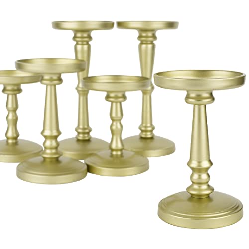 Koyal Wholesale Vintage Antique Metal Pillar Candle Holders | Rustic Candle Holder Home Decor | Set Of 6, | Gold #TOP3