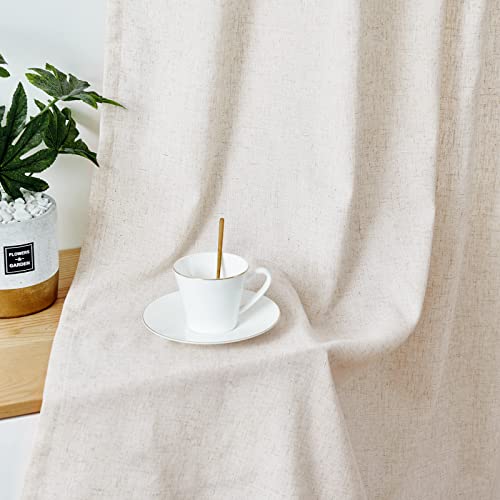 Collact Linen Curtains Farmhouse Curtains 96 Inches Long Back Tab Drapes Flax Linen Blend Fall Curtains For Living Room Bedroom Window Treatments Light Filtering Curtains 2 Panels Set Rod Pocket Crude #TOP6