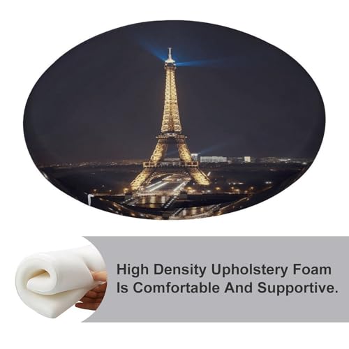 Cojín redondo París Torre Eiffel de 39 cm con funda extraíble para silla 5