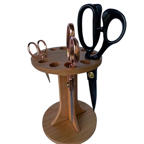Image of Rotating Scissor Holder - 12 Slot Organizer for Sewing, Quilting & Craft Rooms - Smooth Spinning Shear Stand for Crafters & Stylists
