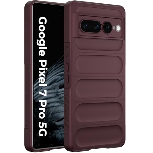 Image of A rtistque Liquid Silicone Stripes Back Cover Case for Google Pixel 7 Pro | with Camera Protection | with Inner Fabric | Anti Slip Grip | AirBag Case - Maroon