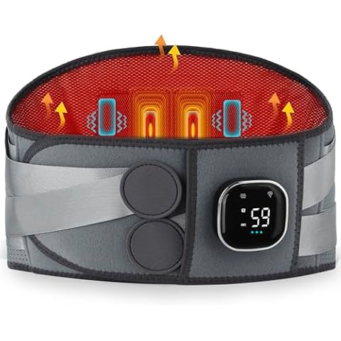 ALLJOY 67" Cordless Heating Pad for Back Pain Relief FSA HSA Eligible, Birthday Gifts for Women Men Mom Dad, Portable Lower Back Massager with 3 Heat 5 Vibration, Lock Screen Supported Cover