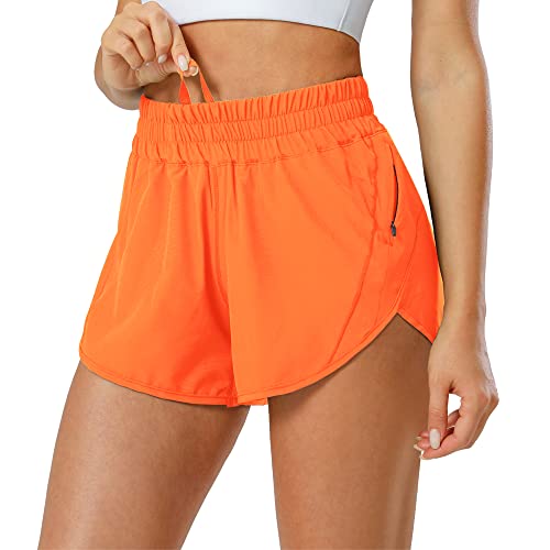 Image of Aurefin Athletic Shorts for Women,Women's Quick Dry Workout Sports Active Running Track Shorts with Elastic and Zip Pockets
