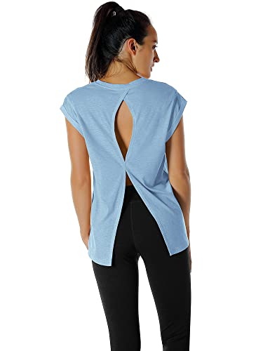 Image of icyzone Open Back Workout Tops for Women - Athletic Activewear T-Shirts Exercise Yoga Shirts(Pack of 2)