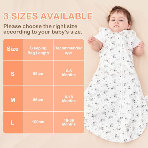 TOGOU2S Baby Sleeping Bag 6 to 18 Months, 0.5 Tog Sleeping Bag Baby with Adjustable Length 65-85cm, Soft Cotton Breathable Toddler Sleeping Bag, Pony Print