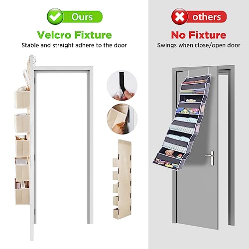 Univivi 6-Shelf Over Door Hanging Organizer Fabric Door Storage with 5 Large Pockets and 3 Small PVC Pockets Wall Mount Hanging Storage Organizers (Beige)…