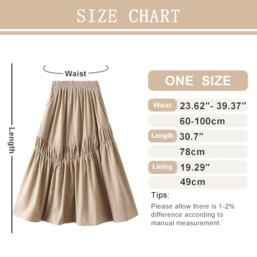 Womens A-Line Midi Skirt Irregular Pleated Skirts Elastic High Waist Paneled Skirt Trendy Casual Loose Skirts2