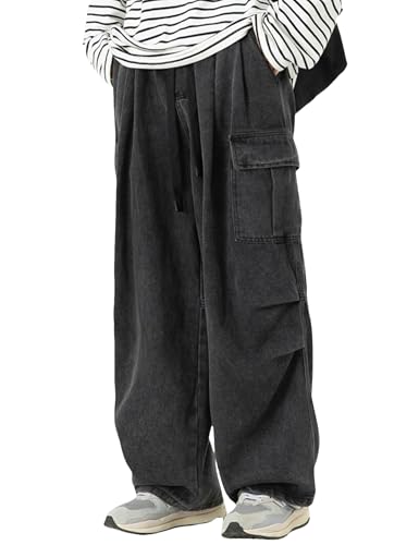 Y2k Cargo Jeans Men Wide Leg Loose Skater Jeans Hip Hop Cargo Pants Grunge Clothes Harajuku Streetwear