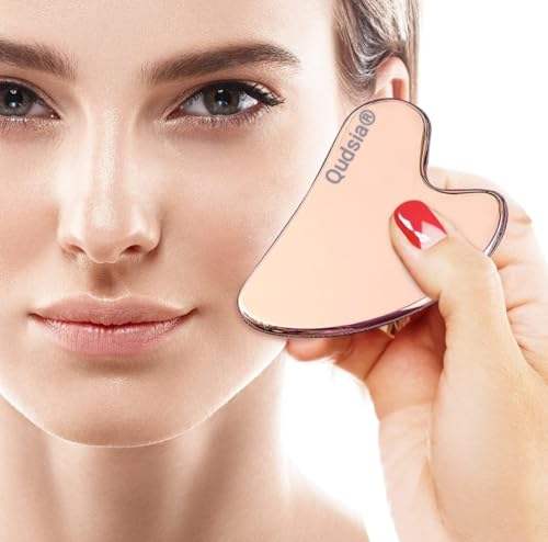 Image of Pure Copper Gua Sha Scraping Tool | Heart Shape Face, Neck and Body Massager Board for Soothing, Cooling & Skin Therapy