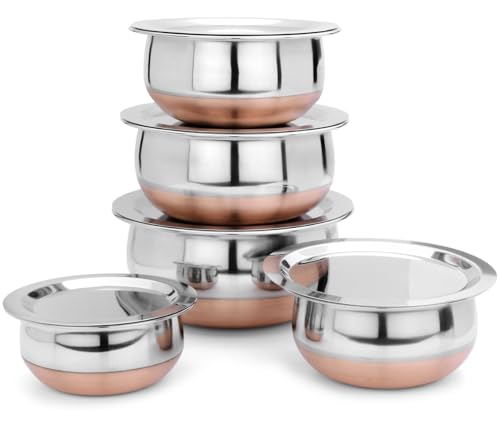 LiMETRO STEEL Set Of 5 Copper Bottom Stainless Steel Handi Set/Cookware Set With Lid (Capacity : 0.5 Ltr, 0.75 Ltr,, 2000 , 1000 , 1500 , 500 , 750 Ml, 2000 , 1000 , 1500 , 500 , 750 Ml) LiMETRO STEEL Set Of 5 Copper Bottom Stainless Steel Handi Set/Cookware Set With Lid (Capacity : 0.5 Ltr, 0.75 Ltr,, 2000 , 1000 , 1500 , 500 , 750 Ml, 2000 , 1000 , 1500 , 500 , 750 Ml)