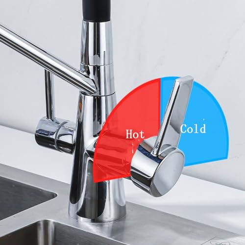 Robinet cuisine 3 voies blanc avec mitigeur double levier pivotant à 360° - 3