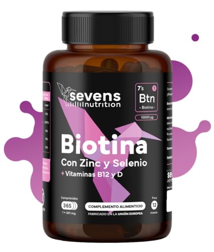 Sevens Biotina Cabello Piel y Uñas 10,000 mcg, 365 Comprimidos