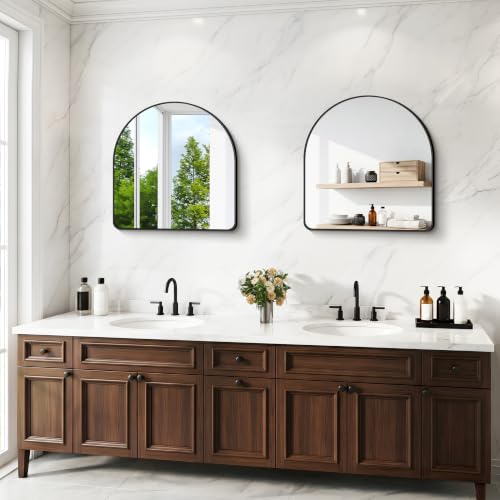 Image of BONEWEI Arched Wall Mirror,36x36 inch Black Arched Mirror Bathroom,Large Vanity Mirror for Over Sink Metal Frame,Tempered Glass Arch Mirrors for Bedroom,Entryway,Living Room,Home Decor Shatter-Proof