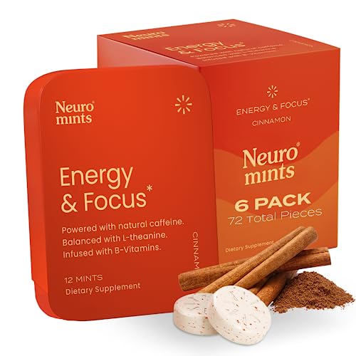 Neuro Mints | Nootropic Energy Caffeine Mints | 40Mg Caffeine + 60Mg L-Theanine + B Vitamins For Energy And Focus, Sugar Free + Vegan + Keto, Caffeine Supplement For Adults Cinnamon Flavor (72 Mints) #TOP18