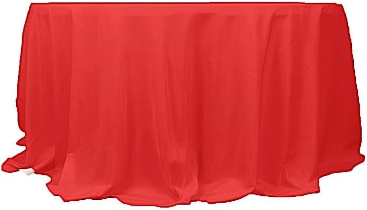 Miniatura 1 de Mantel redondo rojo de poliéster de alta calidad de 132 pulgadas para bodas, fiestas, banquetes, recepciones, eventos, cocina, comedor