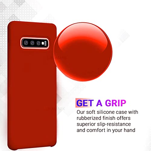 Image of LIRAMARK Liquid Silicone Soft Back Cover Case for Samsung Galaxy S10 Plus / S10+ (Red)