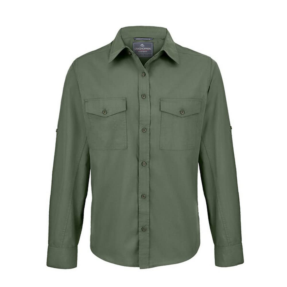 Craghoppers Mens Expert Kiwi Long Sleeved Shirt, Dark Cedar Green, Size XXL