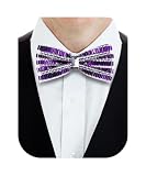 Hi-Tie Pretied Bow Ties for Men Wedding Formal Bow Tie Handkerchief Cufflinks Lapel Pin Set Party Formal Mens Bowtie Set, Crystal Purple White, Medium