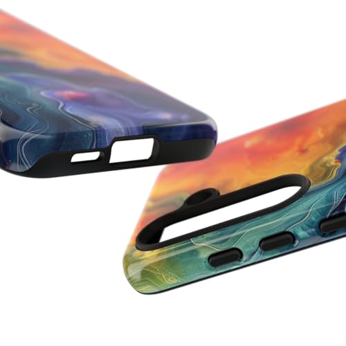 Coque Samsung S24 art fluide abstrait vibrant rigide et brillante multicolore