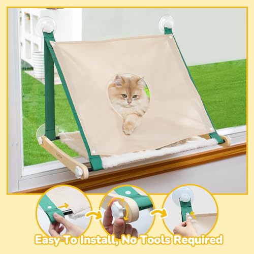CATISM Poleiro de Janela para Gatos, Assento de Janela de Rede para Gatos, Cama de Redes de Janelas