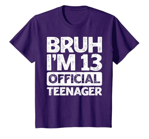 Bruh It's My 13th Birthday I'm 13 Year Old Official Teenager T-Shirt, Youth, Purple, X-Small
