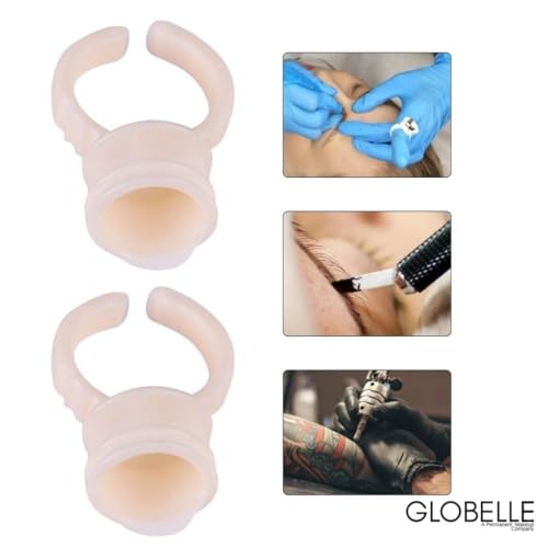 Image of Professional Silicone Ink Cups for Tattoo Artists - Finger Ring Cups for Microblading & Nail Art (100pcs)