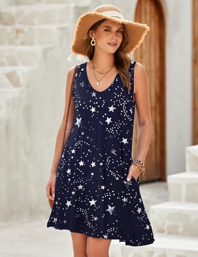 Image of JollieLovin Women Plus Size Curvy Summer Tank Sun Dresses Sleeveless Causal T-Shirt Dress Beach Swing Cover up(L-5X)