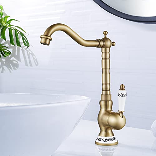 AIMOYO Wasserhahn Bad Antik, Hoch Waschtischarmatur Retro mit 360° Drehbarer Auslauf, Einhebelmischer Badezimmer Waschbecken Antik Bronze Mischbatterie Antiker für Badezimmer/Küche AIMOYO Wasserhahn Bad Antik, Hoch Waschtischarmatur Retro mit 360° Drehbarer Auslauf, Einhebelmischer Badezimmer Waschbecken Antik Bronze Mischbatterie Antiker für Badezimmer/Küche