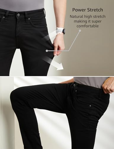 Image of Symbol Premium Men's Slim Fit Stretchable Jeans | Casual Denim | Cotton Stretch | Fashion Shades of Black & Blue (Available in Plus Sizes)