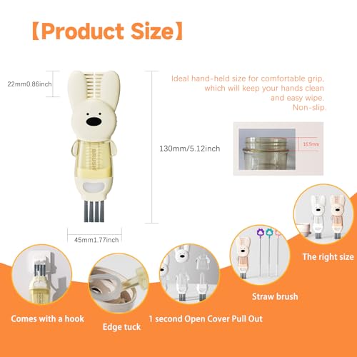 Image of Creative 3 in 1 Multifunctional Cleaning Brush, Multipurpose Bottle Gap Corner Cleaner Brush Magic Water Bottle Cup Lid Detail Cleaner Tools for Travel Water Bottle,Cups Crevice