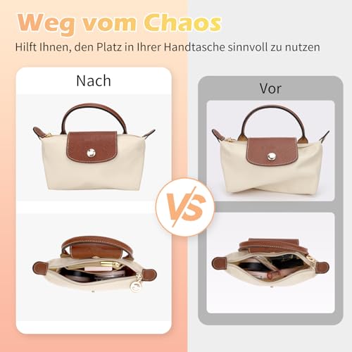 GADITIEK Schultergurt und Organizer für Longchamp Mini Tasche Damen, Leder Bag Straps und Filz Taschenorganizer, Schulterriemen und Innentasche Handtaschen