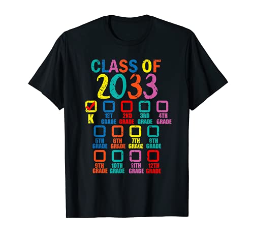 Class Of 2033 Grow With Me Checkliste für Schüler der 1. Klasse T-Shirt