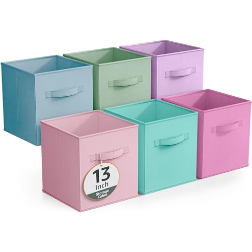 Sorbus Fabric Storage Cubes - 6 Foldable Storage Bins for