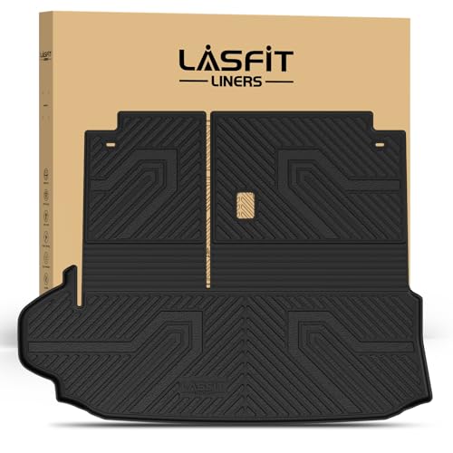 LASFIT Cargo Mat for Toyota Highlander 2026-2020, All Weather TPE Custom Fit Cargo Liner for Highlander Accessories, 2025 Highlander Trunk&Backrest Mats(Fit Without Subwoofer, Fit 7&8 Seats)