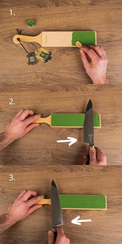 BACHER Premium Leather Strop with Polishing Compound Set, 2 Sided Knife Stropping Block for Sharpening and Honing Knives, Woodcarving Chisels Tools - Image 8