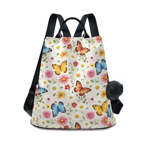 Sac à dos imprimé papillons avec fermeture éclair arrière et multiples poches