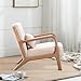 INZOY Mid Century Modern Accent Chair with Wood Frame, Upholstered Living Room Chairs with Waist Cushion, Reading Armchair for Bedroom Sunroom (Beige)
