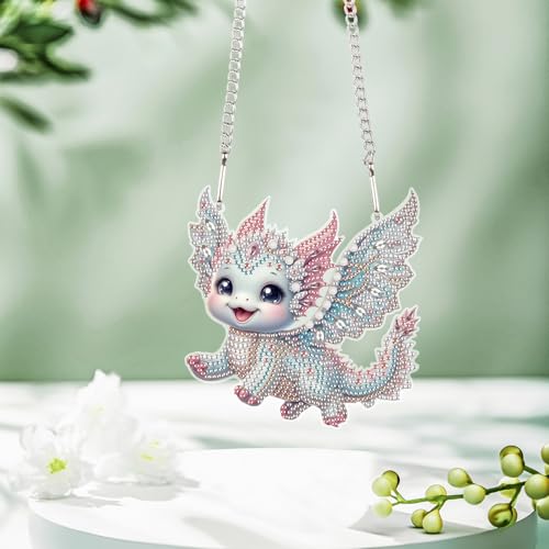 Image of AiYuanzsh Flying Dragon Diamond Painting Hanging Kit, DIY 5D Crystal Acrylic Diamond Art Pendant with Special Shaped Rhinestones, Fantasy Dragon Ornament for Wall, Door, Car, or Home Decoration