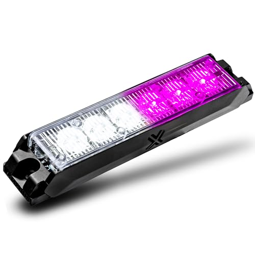Image of LAMPHUS NanoFlare 5 inch 6W Purple White LED Surface Mount Police Grill Strobe Warning Light [SAE Class 1] 12V Rectangle Grille Flashing Emergency Light for Funeral Escort Service Vehicle Cars