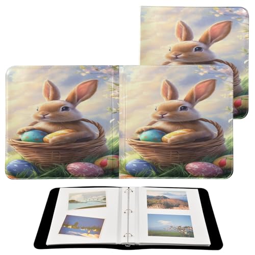 Álbum de fotos adhesivo DIY con conejito de Pascua y huevos coloridos, encuadernador de 3 anillos, 40 páginas, 8x10 pulgadas para recuerdos miniatura 2