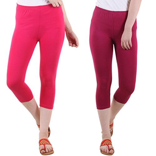 Image of DIAZ Women's Cotton Plain Half Length Capri | Nightwear Pyjama | 3 /4th Solid Pyjama Pant | Casual wear & Lounge Wear Capri Combo (Pack of 2)
