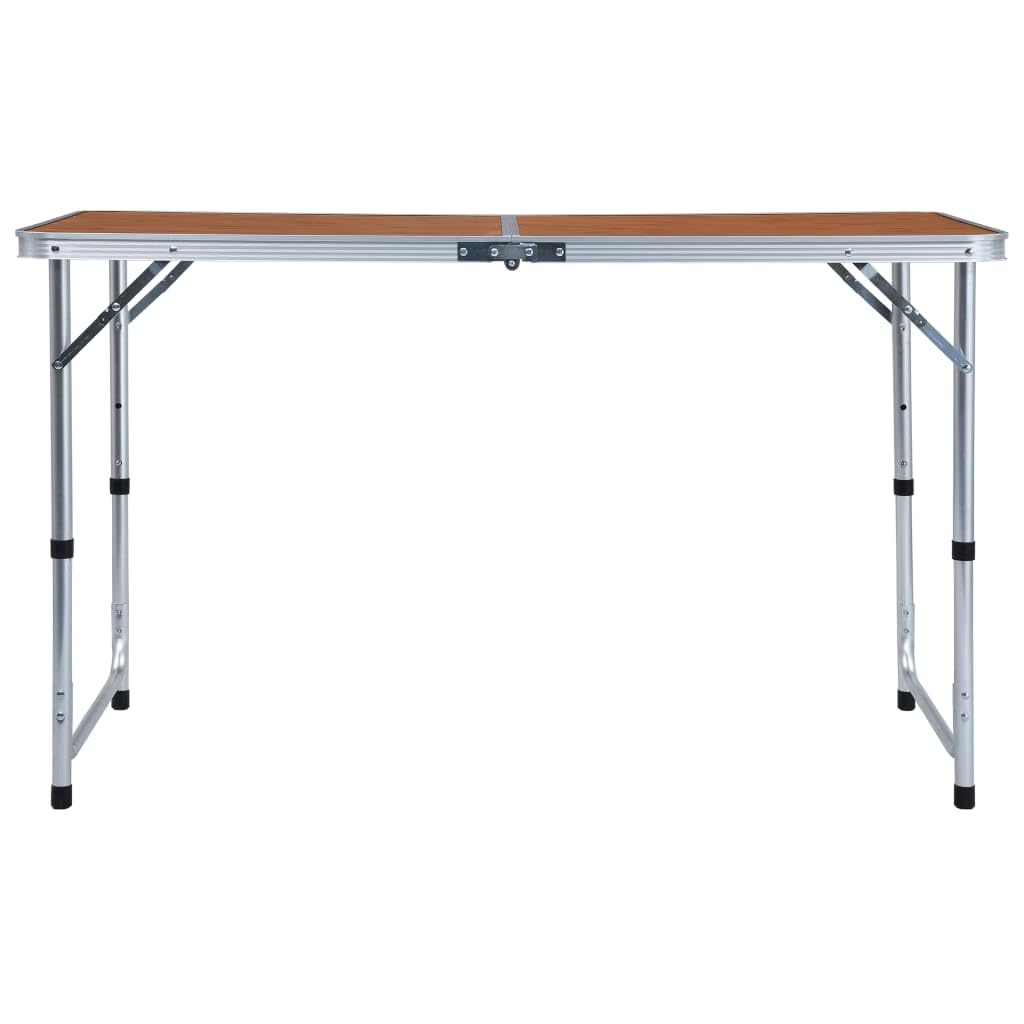 Grau klappbarer Campingtisch aus Aluminium und MDF x, höhenverstellbar bis, mit Tragegriff für Picknick, Balkon, Terrasse, Garten und Campingreisen