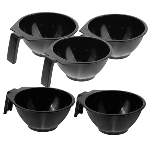 Mikikit 5 piezas Cuencos para Tinte para Cabello Boles DIY Resistentes de Plástico para Peluquería Accesorios Prácticos para Teñir y Cuidado del Color Negro