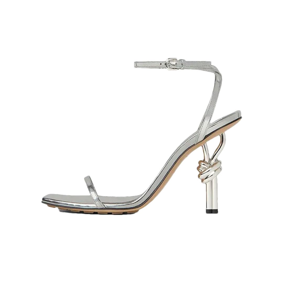 Women’S Sexy Square Toe Sandals Ultra High Strange Heel Metal Knot Detail Buckle Strap Fashion Party Sandals