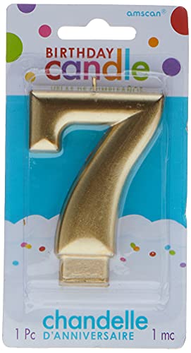Amscan #7 Metallic Birthday Candle | Gold | Party Supply | 1 piece
